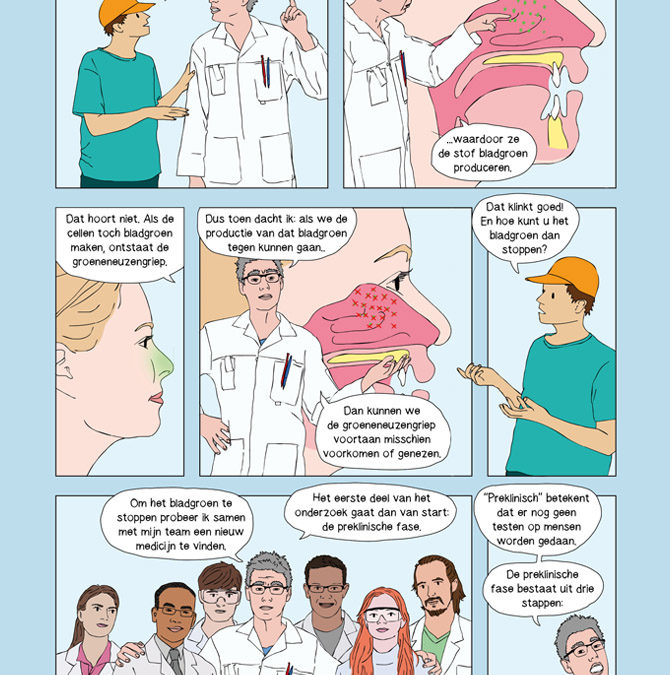 Universiteit Leiden / LUMC – stripverhaal over wetenschappelijk medicijnonderzoek voor zieke kinderen