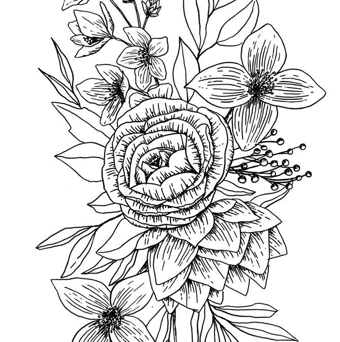 Line drawing flowers