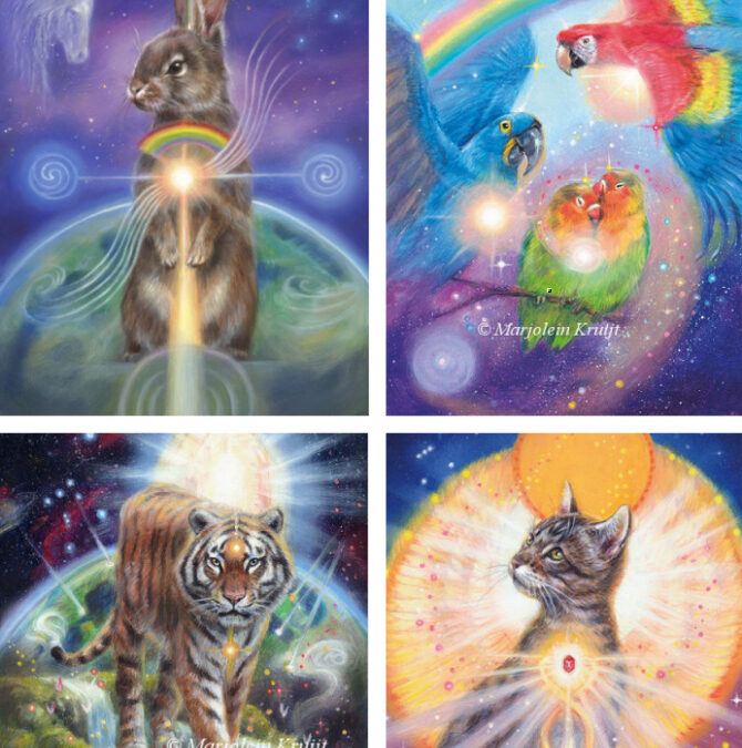 Spirituele dieren illustraties en schilderijen